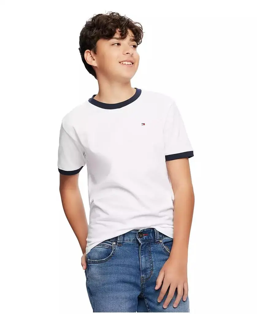 Tommy Hilfiger Big Boys Contrast Trim Embroidered Logo Ken Tee