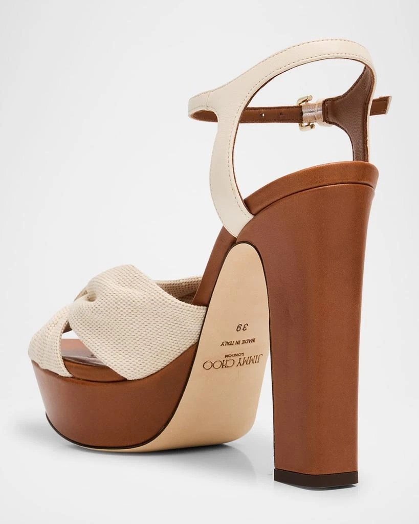 Jimmy Choo Heloise 120 Vacchetta Ankle-Strap Platform Sandals 4