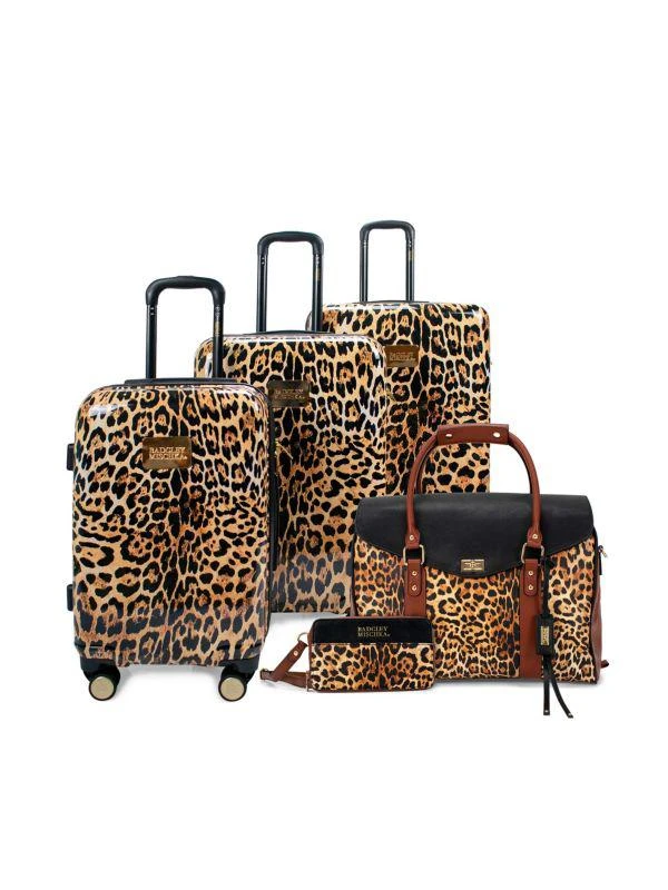Badgley Mischka Leopard 5-Piece Logo Luggage Set 1