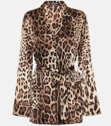 Dolce
Gabbana Leopard-print stretch-silk satin top 1