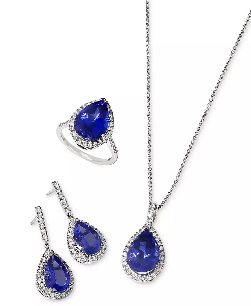 Effy EFFY® Tanzanite (6 ct. t.w.)
Diamond (3/8 ct. t.w.) Halo 16" Pendant Necklace in 14k White Gold 4