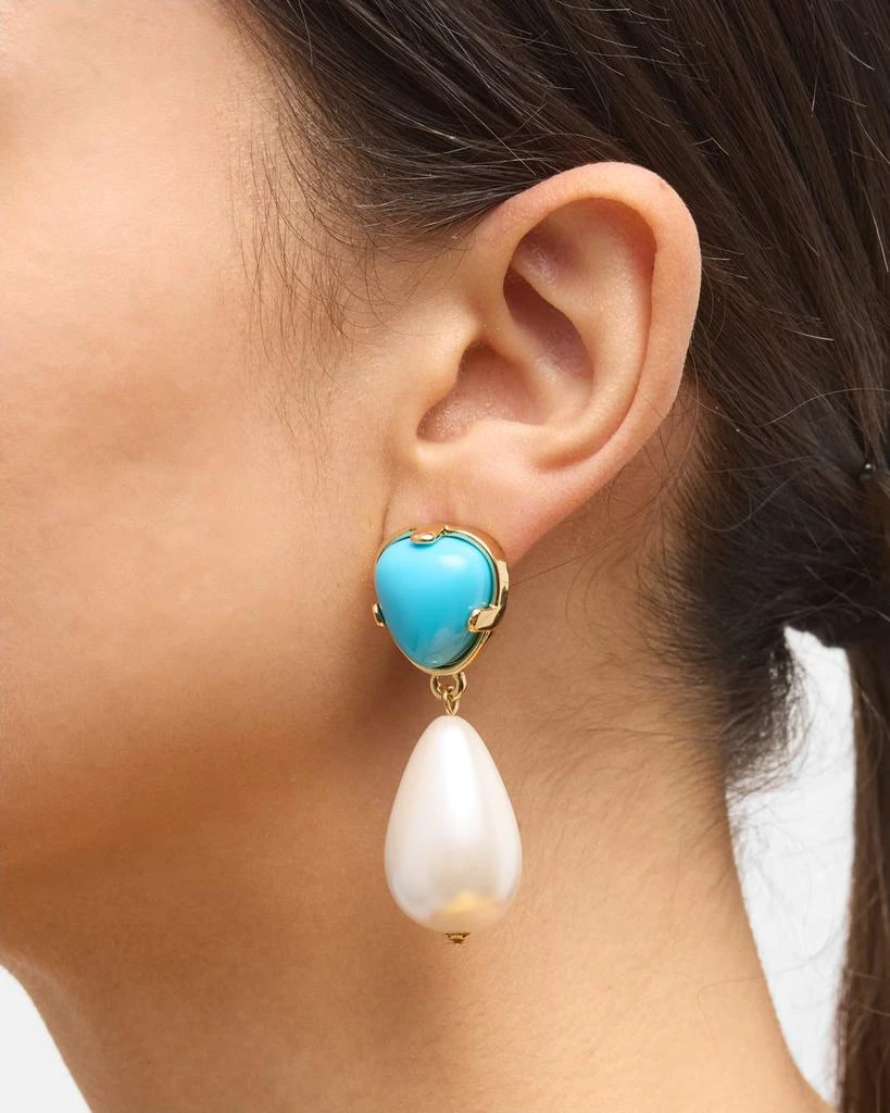 Kenneth Jay Lane Gold Turquoise Pearl Drop Earrings 2