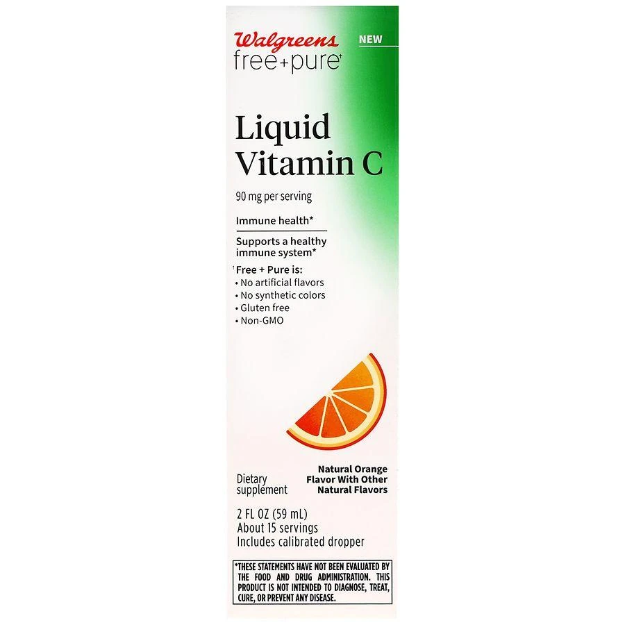 Walgreens Free 
Pure Liquid Vitamin C 90 mg Natural Orange 1