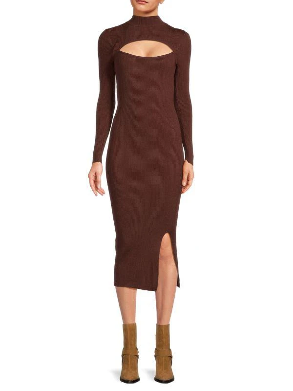Lea & Viola Cut Out Slit Back Midi Sweater Dress 1