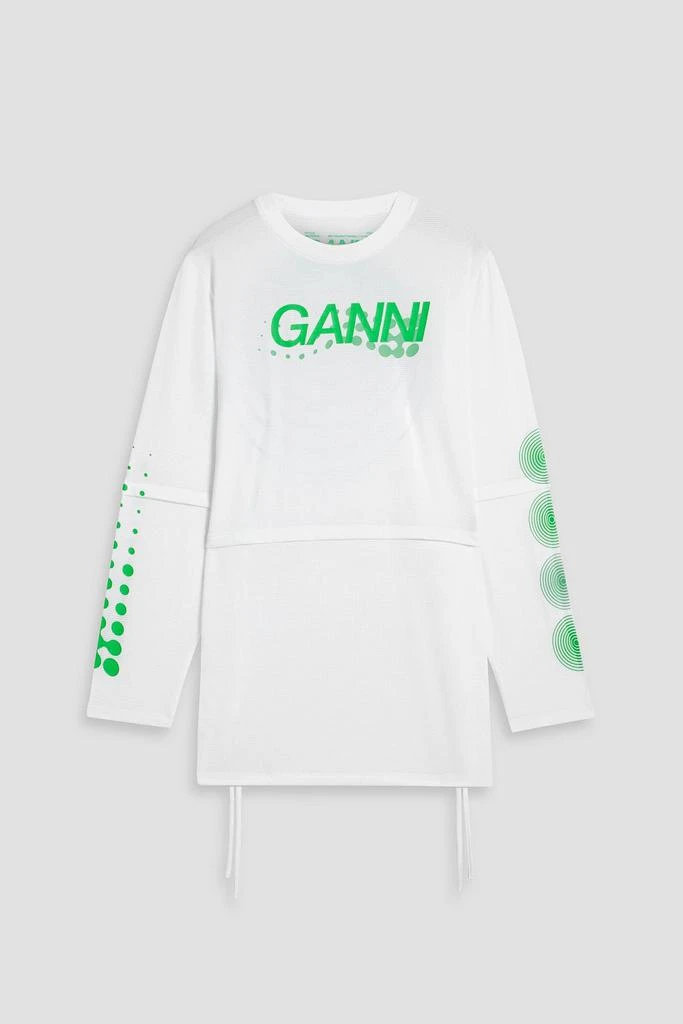 Ganni Layered printed mesh top 1