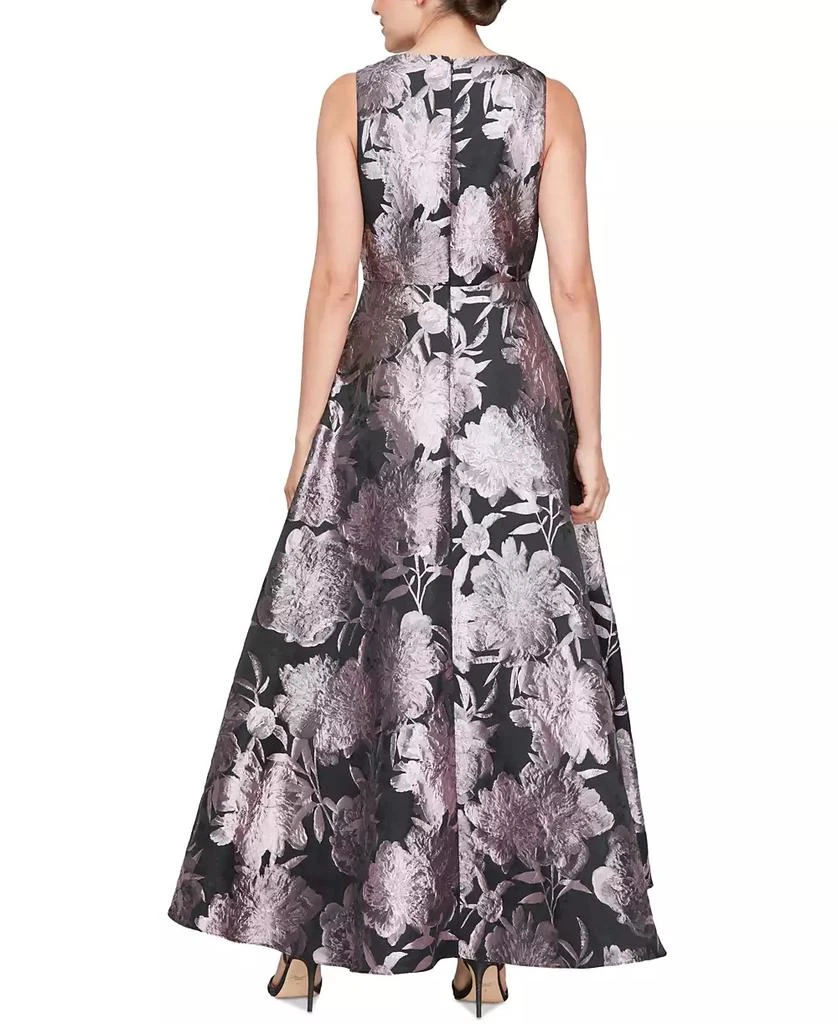 SL Fashions Petite Metallic-Jacquard Sleeveless High-Low Gown 2