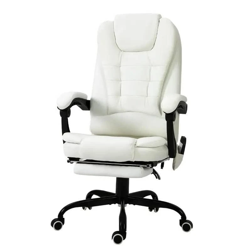 Hivvago White 7 Mode Vibrating High Back Executive Massage Adjustable Office Chair