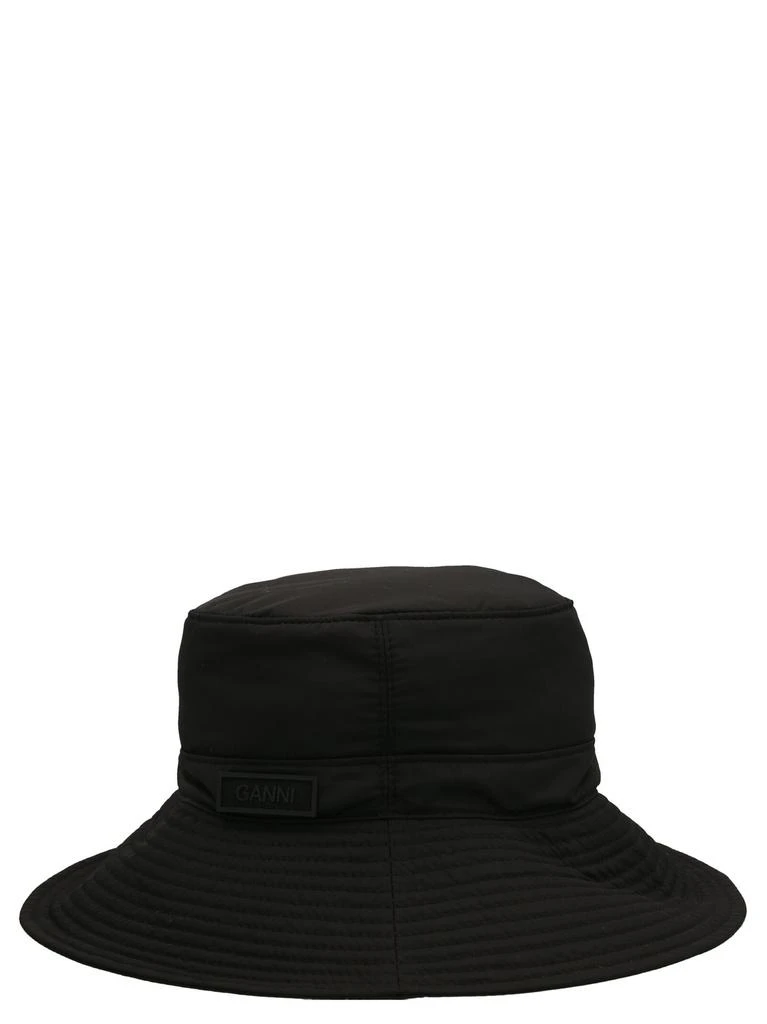 Ganni Ganni Logo Patch Dropped Wide Brim Bucket Hat 3