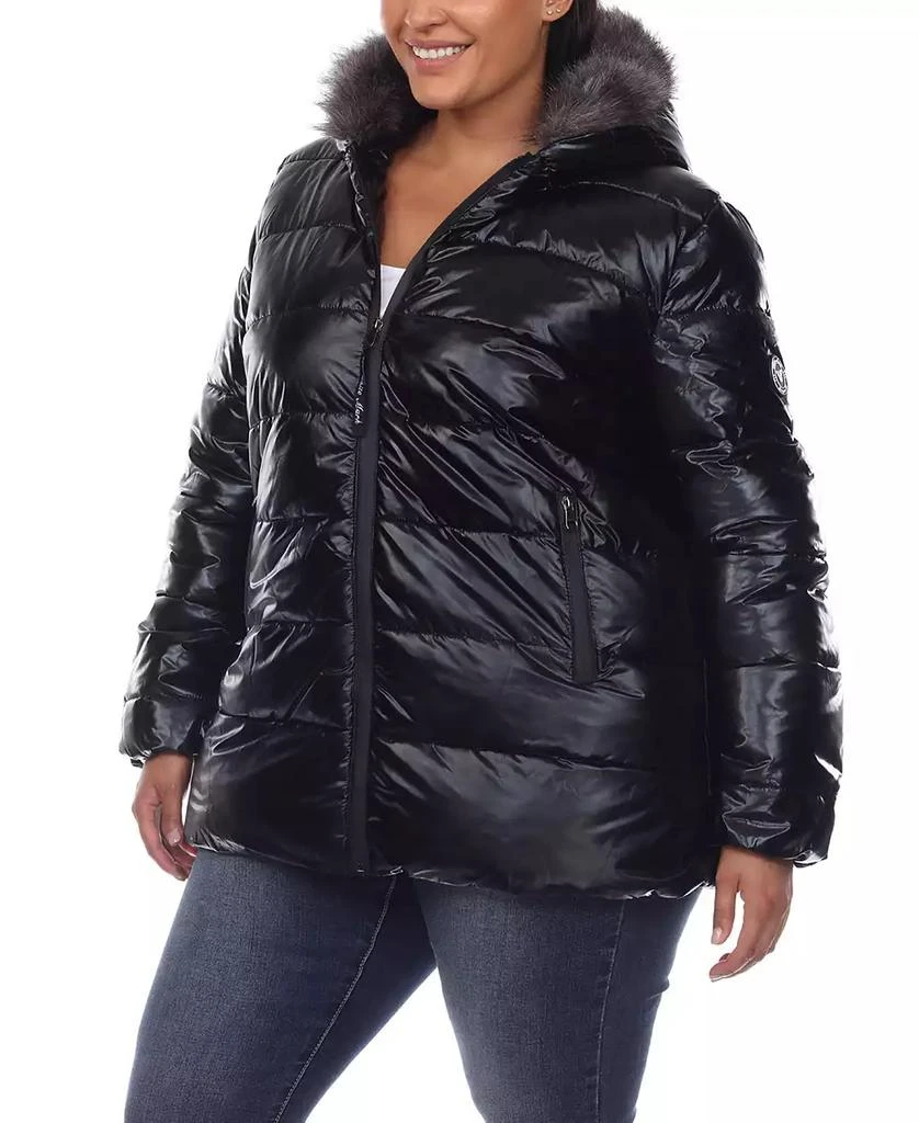 White Mark Plus Size Metallic Puffer Coat with Hoodie 6