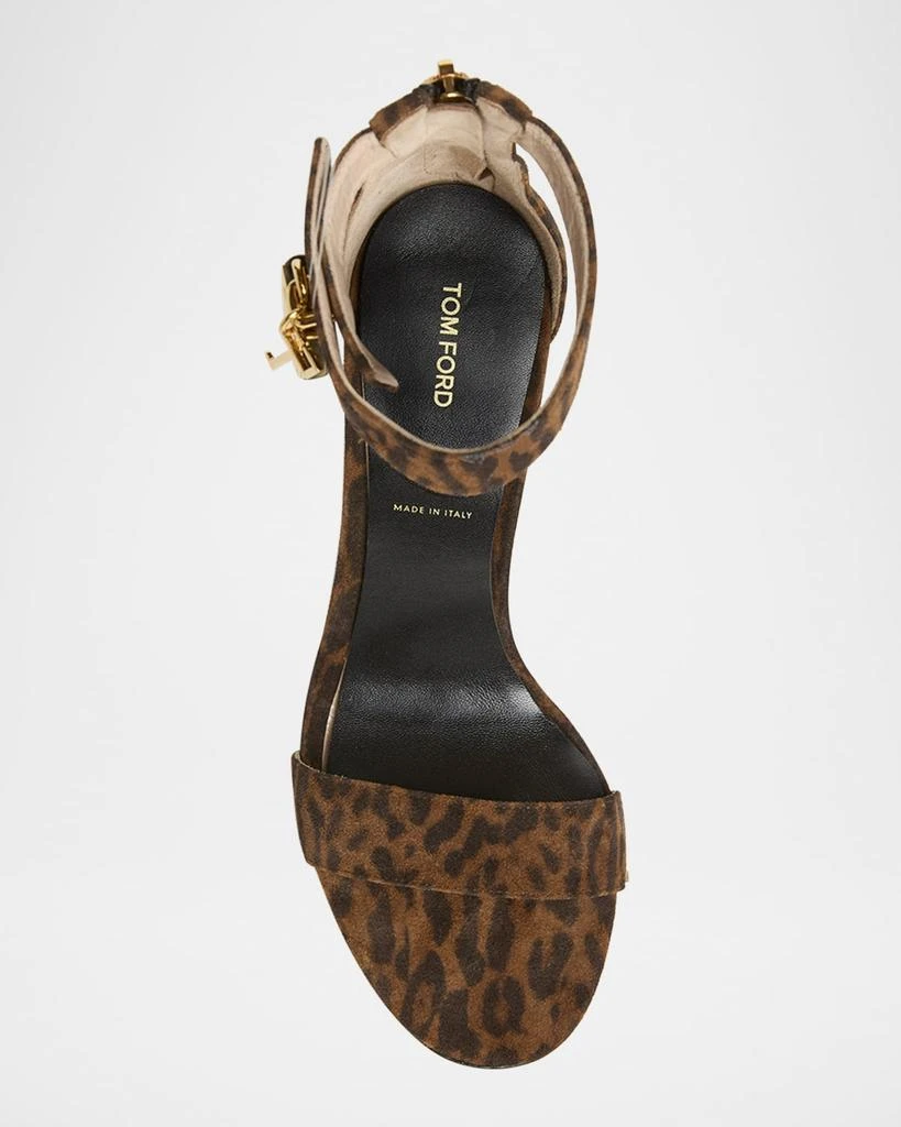 Tom Ford Leopard Suede Stiletto Sandals with Padlock 5