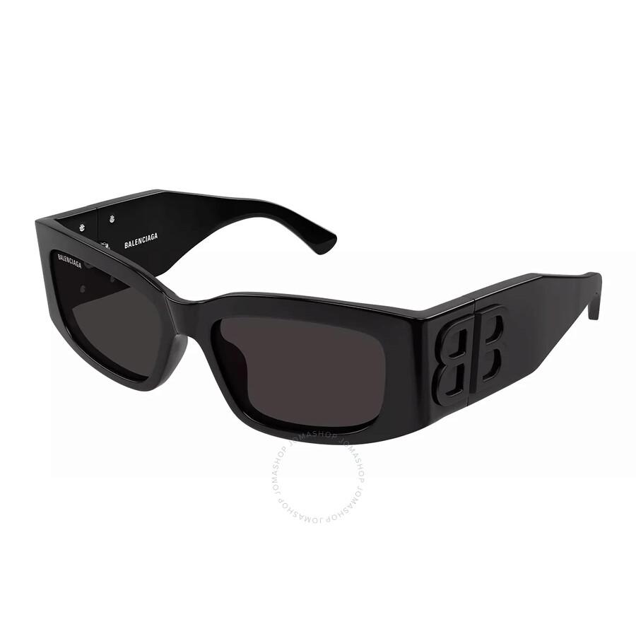 サングラス BALENCIAGA Balenciaga - BB0367S-001 - BLACK-BLACK-GREY Black cat-eye Balenciaga sunglasses with grey lense