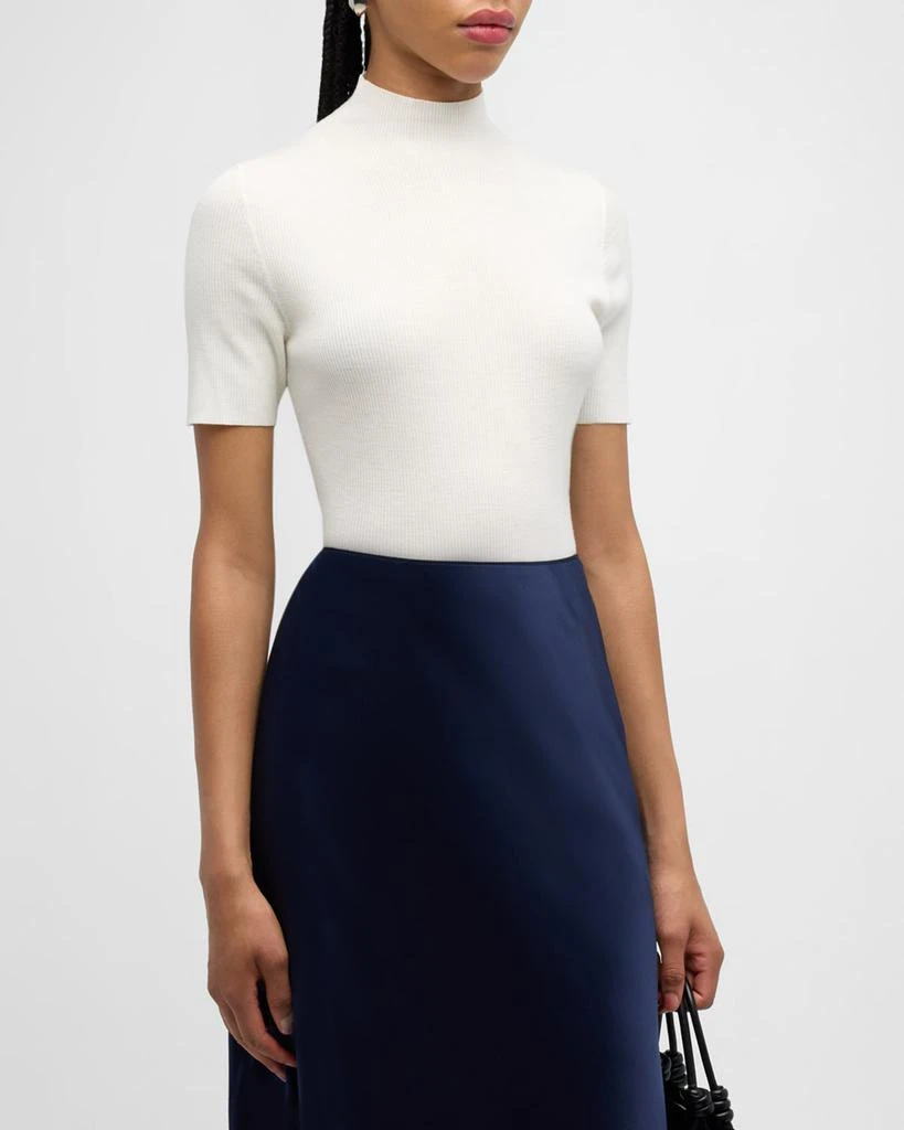 Theory Leenda Regal Merino Wool Short-Sleeve Mock-Neck Top 4
