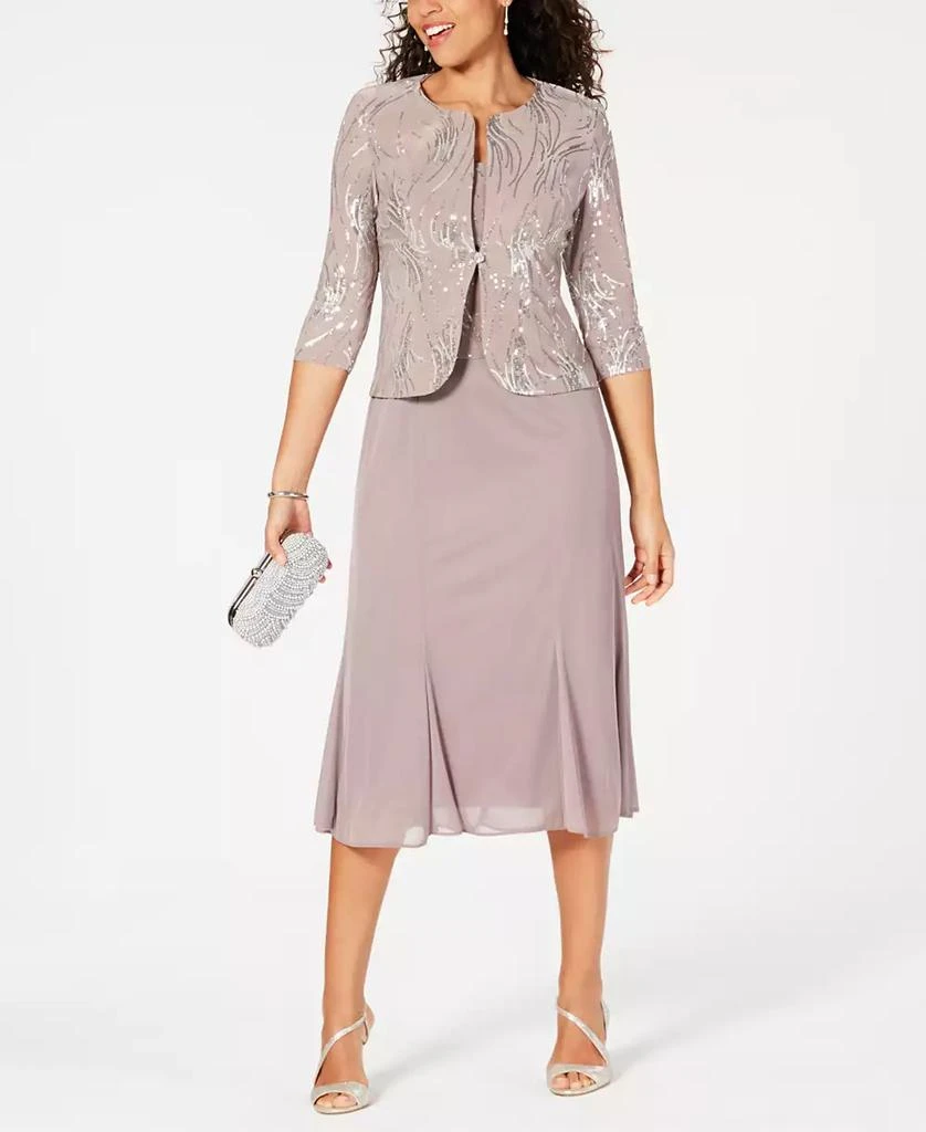 Alex Evenings Petite Sequined A-Line Midi Dress and Jacket 1