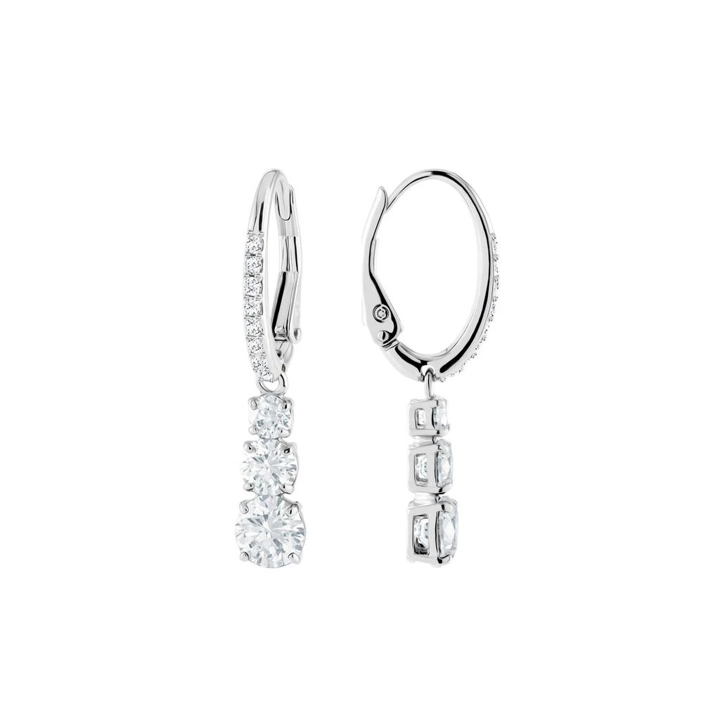 Swarovski Attract trilogy hoop earrings round cut white rhodium plated 2