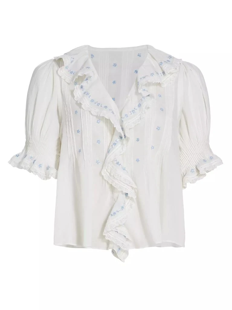 DÔEN Hettie Embroidered Ruffled Top 1