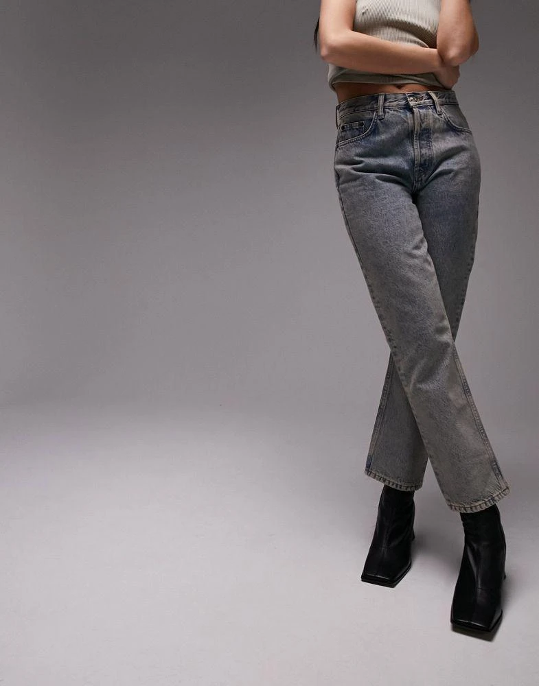 Topshop Topshop Editor high rise straight jean in dirty bleach 1