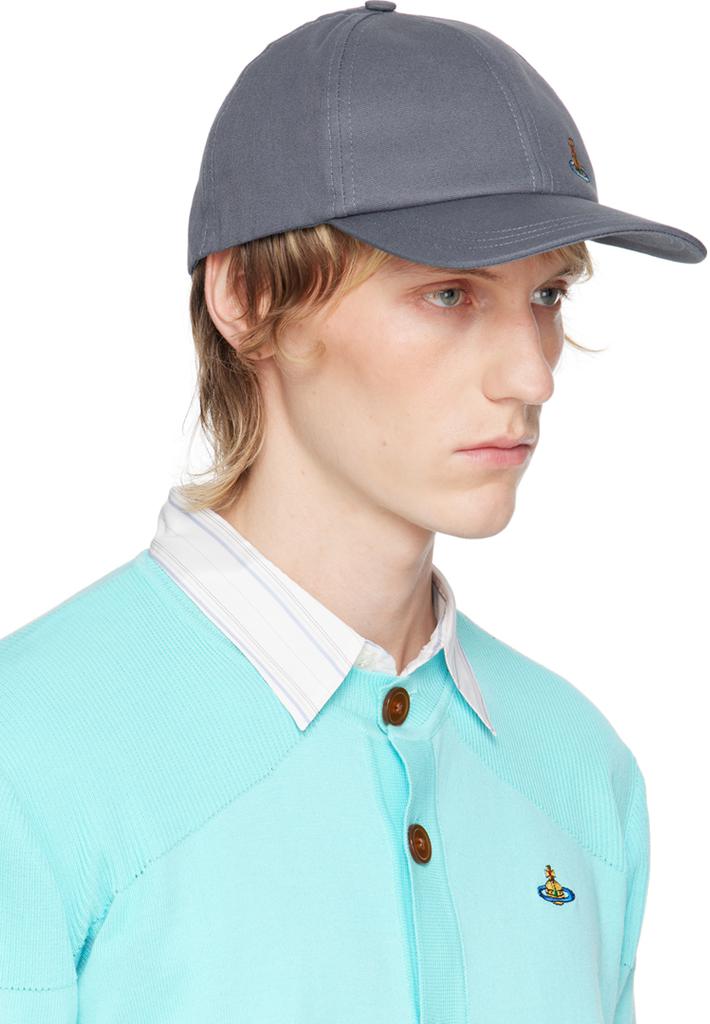 【VIVIENNE WESTWOOD】Logo Embroidered Cotton Cap Navy Shop Navy Embroidered Cap on Sale at BeyondStyle – Get 62