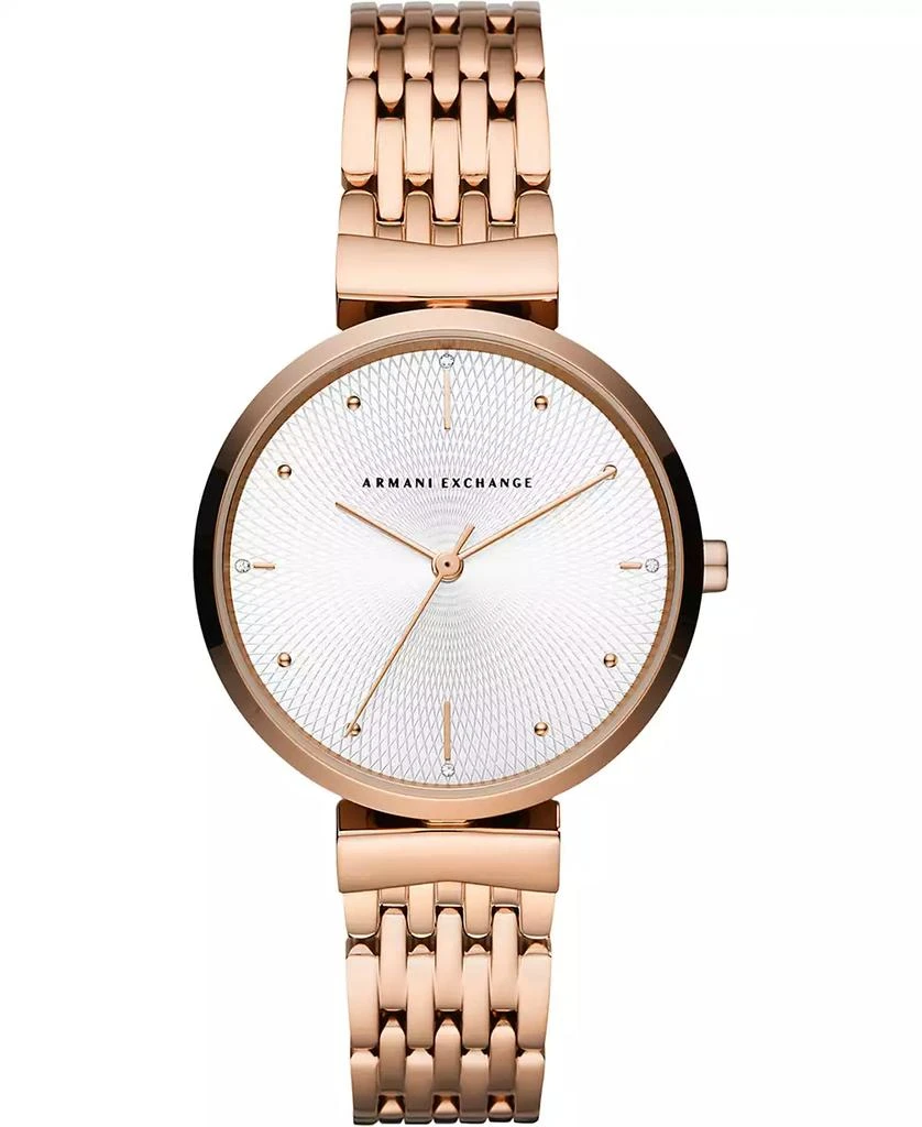 Armani Exchange Women's Rose Gold-Tone Stainless Steel Bracelet Watch 36mm 1