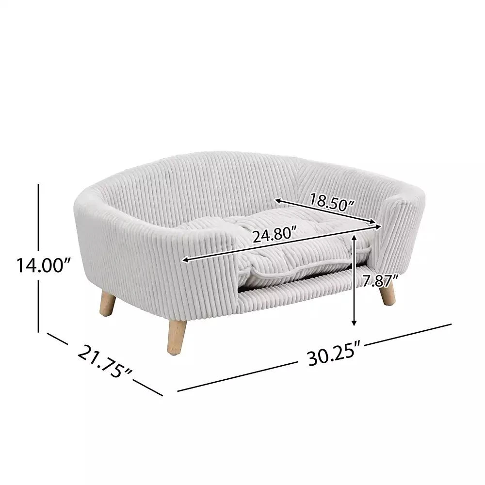 Zeus
Ruta Beige Corduroy Elevated Pet Couch with Wood Legs 3