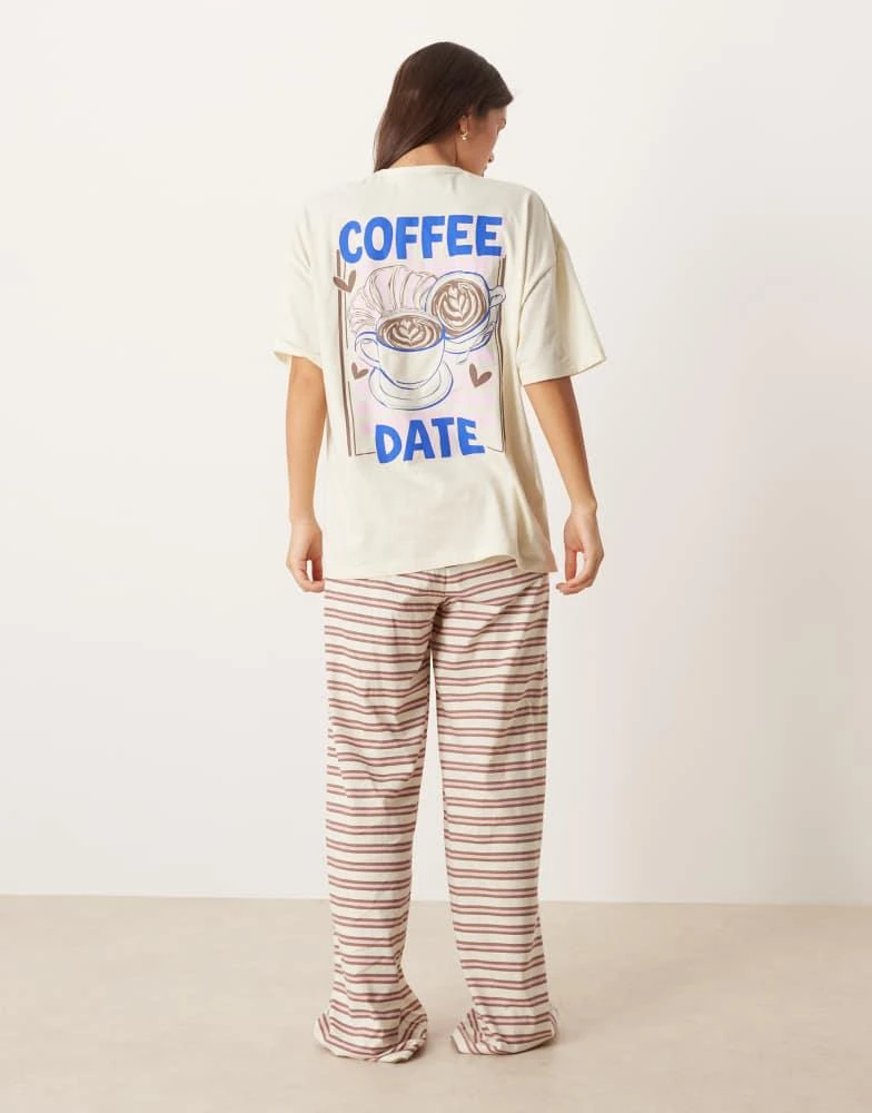 ASOS ASOS DESIGN oversized graphic tee wide leg trouser pyjama - Main Image
