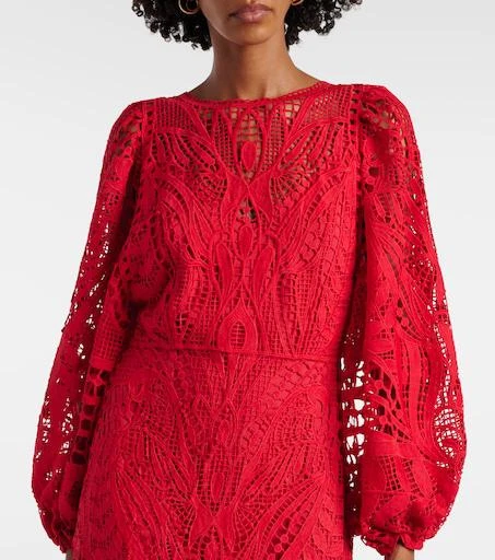farm rio guipure lace maxi dress Farm Rio Red Nature Guipure Midi dress, Red / XS