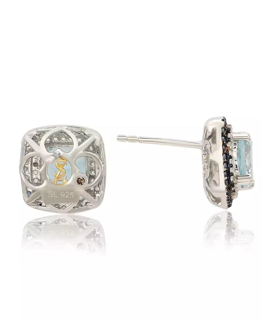 Suzy Levian New York Suzy Levian Sterling Cushion Cut Topaz And Sapphire Accent Stud Earrings 2