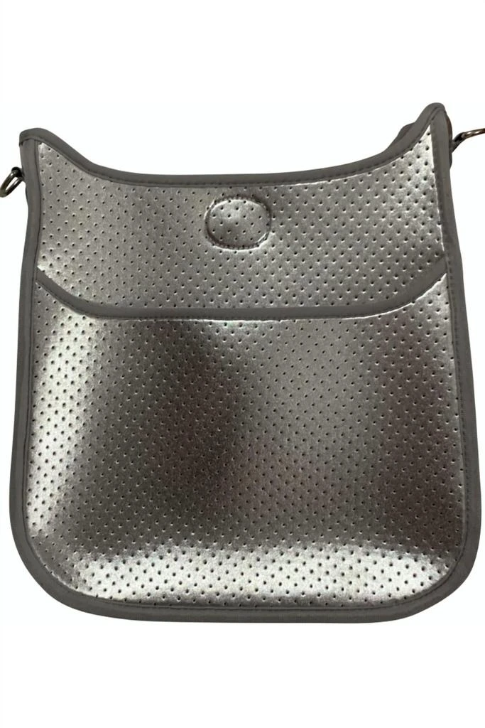 AHDORNED Mini Perforated Neoprene Messenger Bag In Silver 1