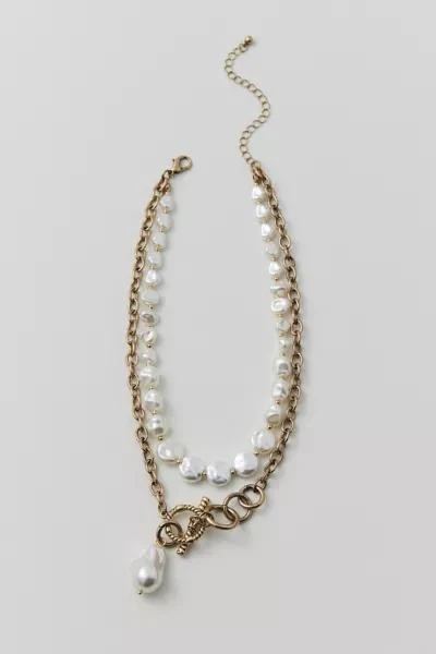 Urban Outfitters Chain & Pearl Toggle Layered Necklace 1