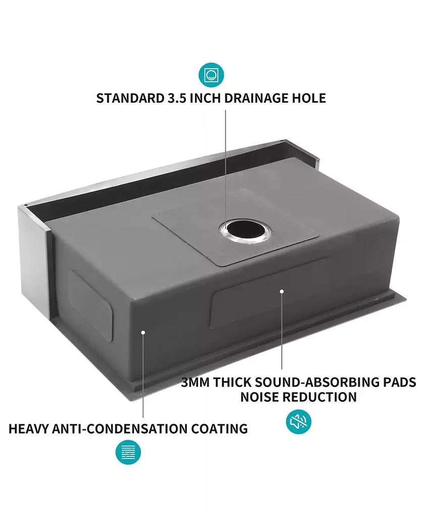 Flynama 30x22x10inch Stainless Steel Farmhouse Kitchen Sink Workstation Apron Front 16 Gauge 4