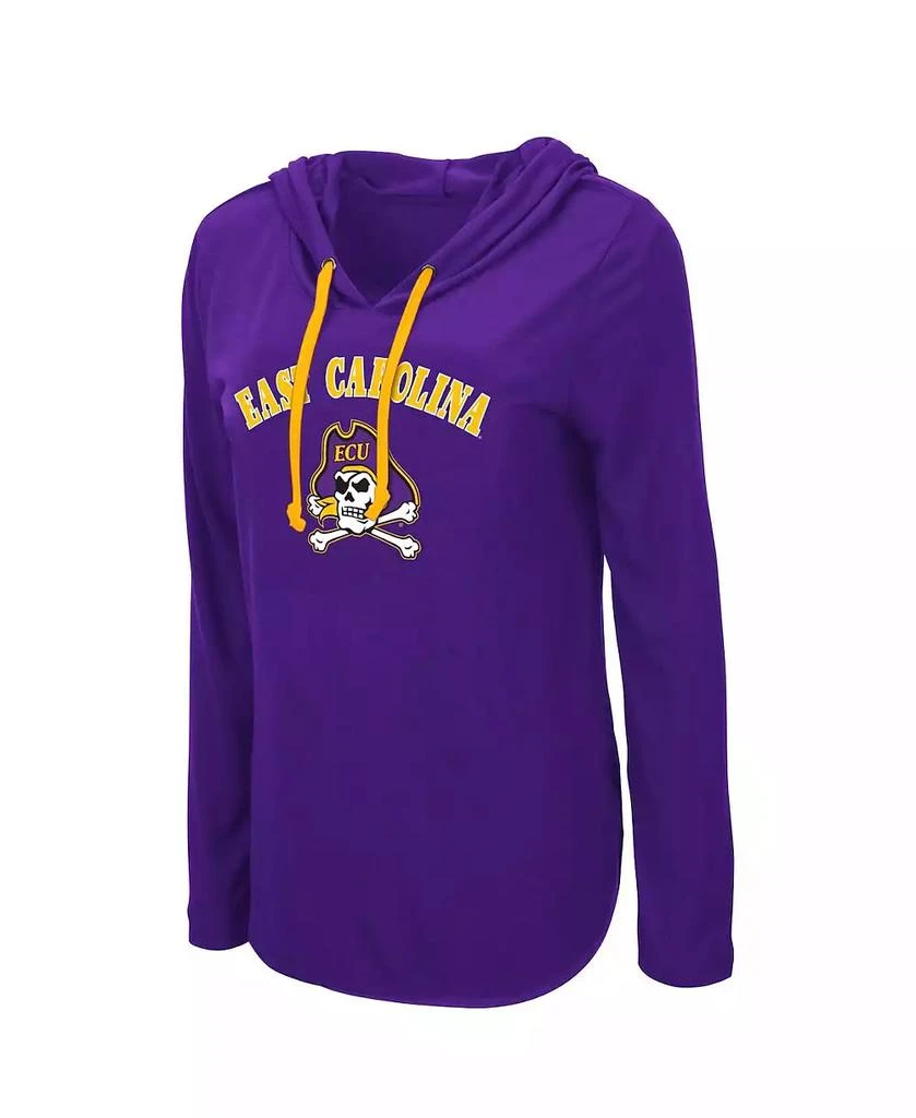 Colosseum Women's Purple ECU Pirates My Lover Lightweight Hooded Long Sleeve T-shirt 3