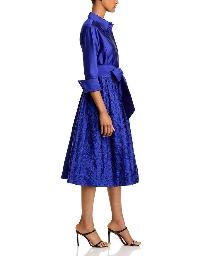 Teri Jon Embroidered Sash Belt Shirt Dress 5