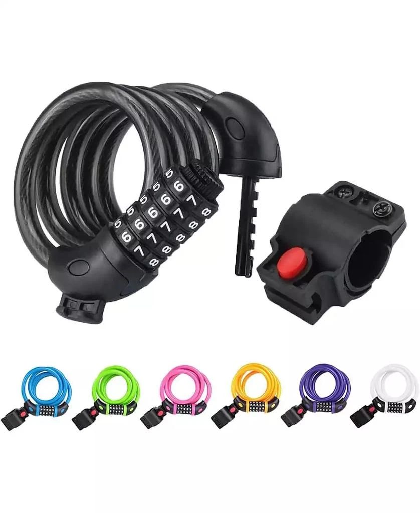 BATFOX Bike Lock, 5.6 Ft Bicycle Cable, High Security 5 Digit Resettable Combination Coiling Bike Lock, Ultra-Strong Anti Theft Cable with Bracket 1