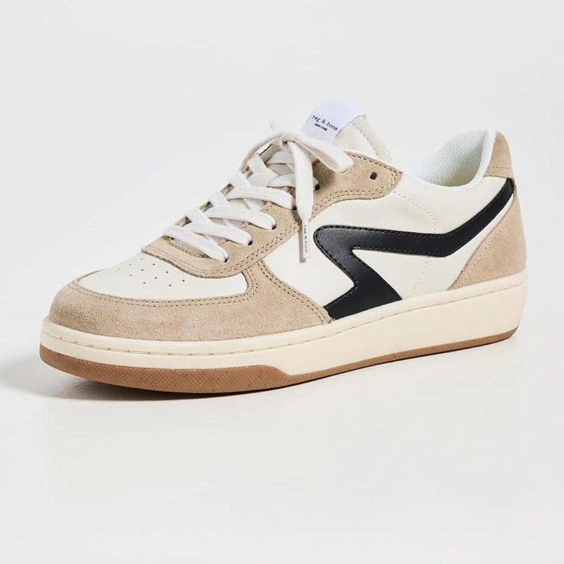 Rag & Bone rag & bone Women's Retro Court Sneakers, Dove/Sand, Tan Lace Up 2
