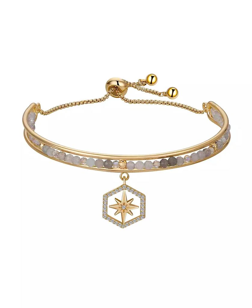 Unwritten Cubic Zirconia Star and Multi Color Glass Stone Bead Bracelet 1