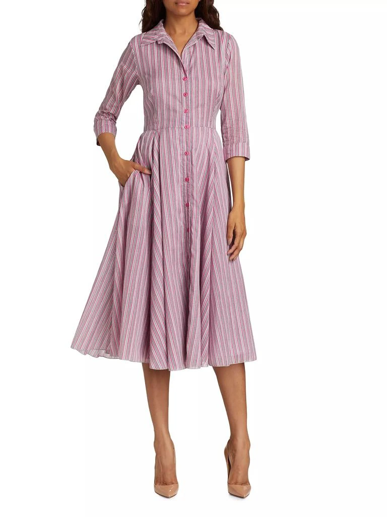 SAMANTHA SUNG Aster Napoli Stripe Cotton Shirtdress 6