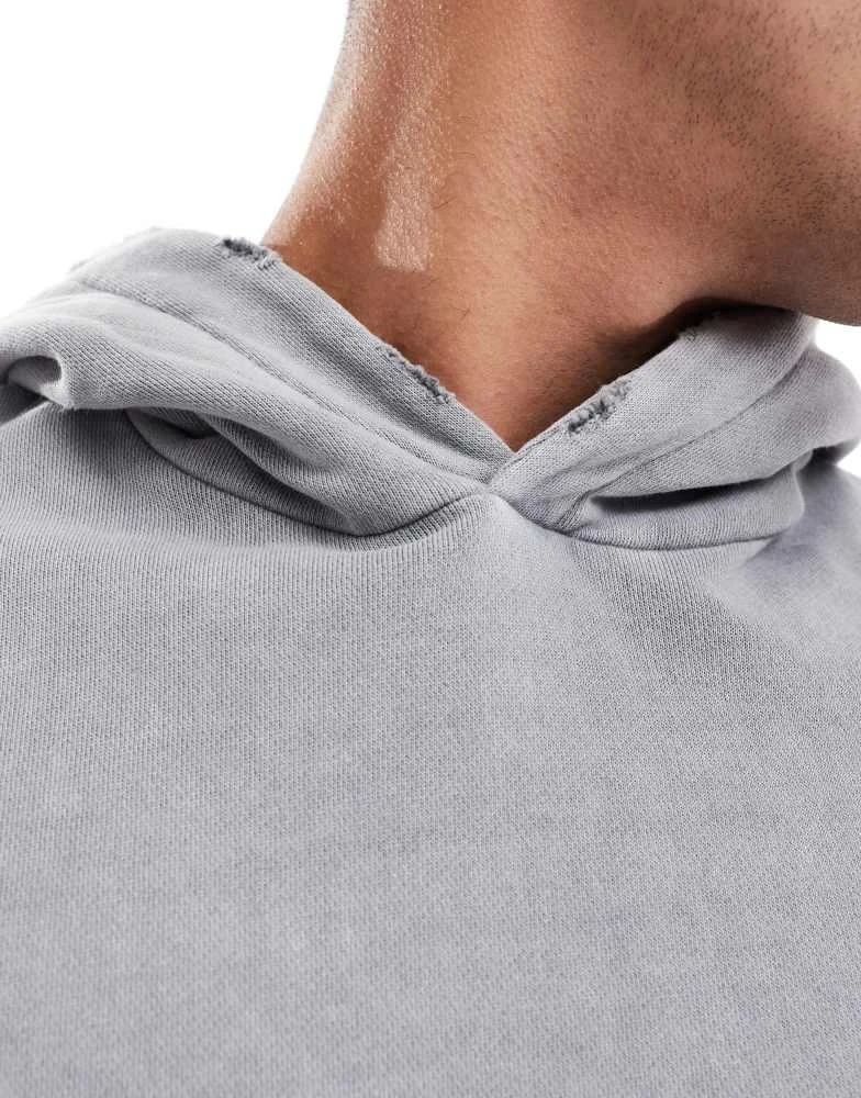 Bershka Bershka washed hoodie in grey 3
