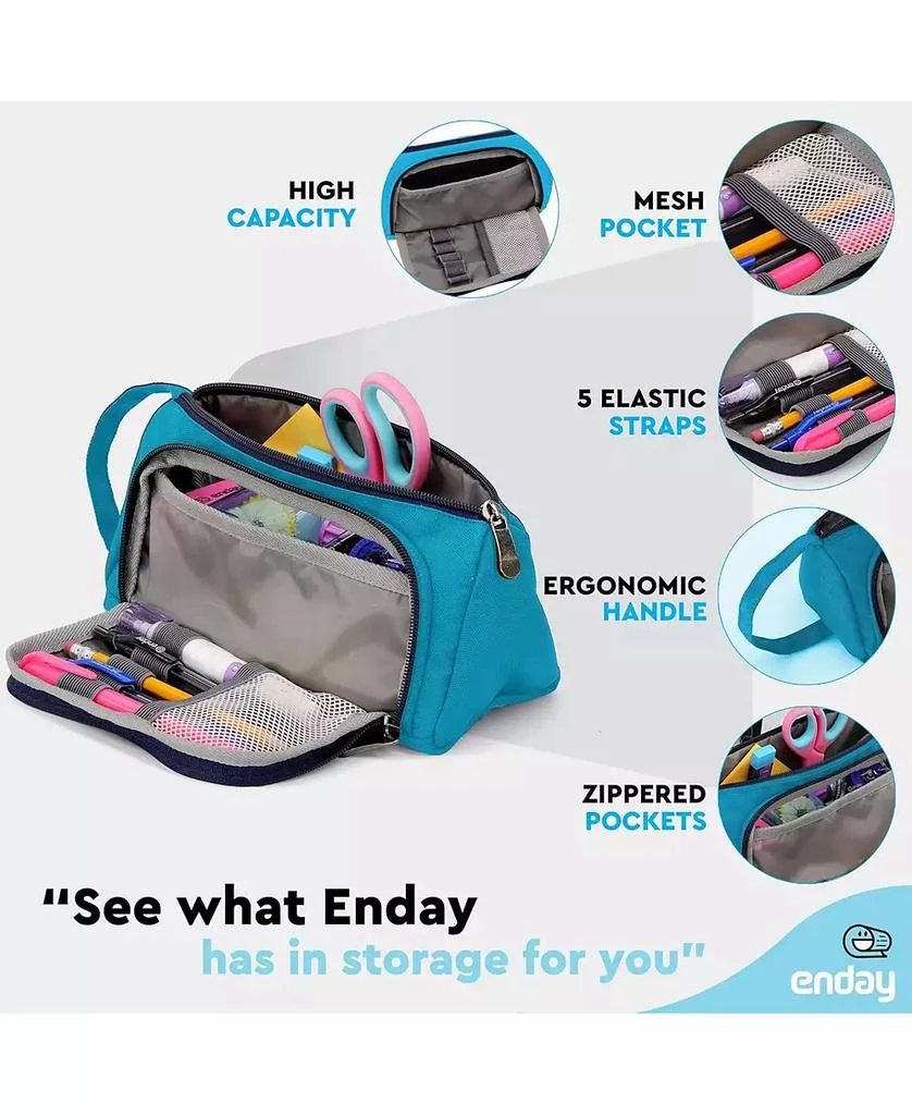 Enday Big Capacity Pencil Case, 3 Compartments Pencil Bags with Zipper, Large Capacity Pencil Pouch, Cute Pencil Case Organizer, Zipper Pencil Pouches, Pink 3