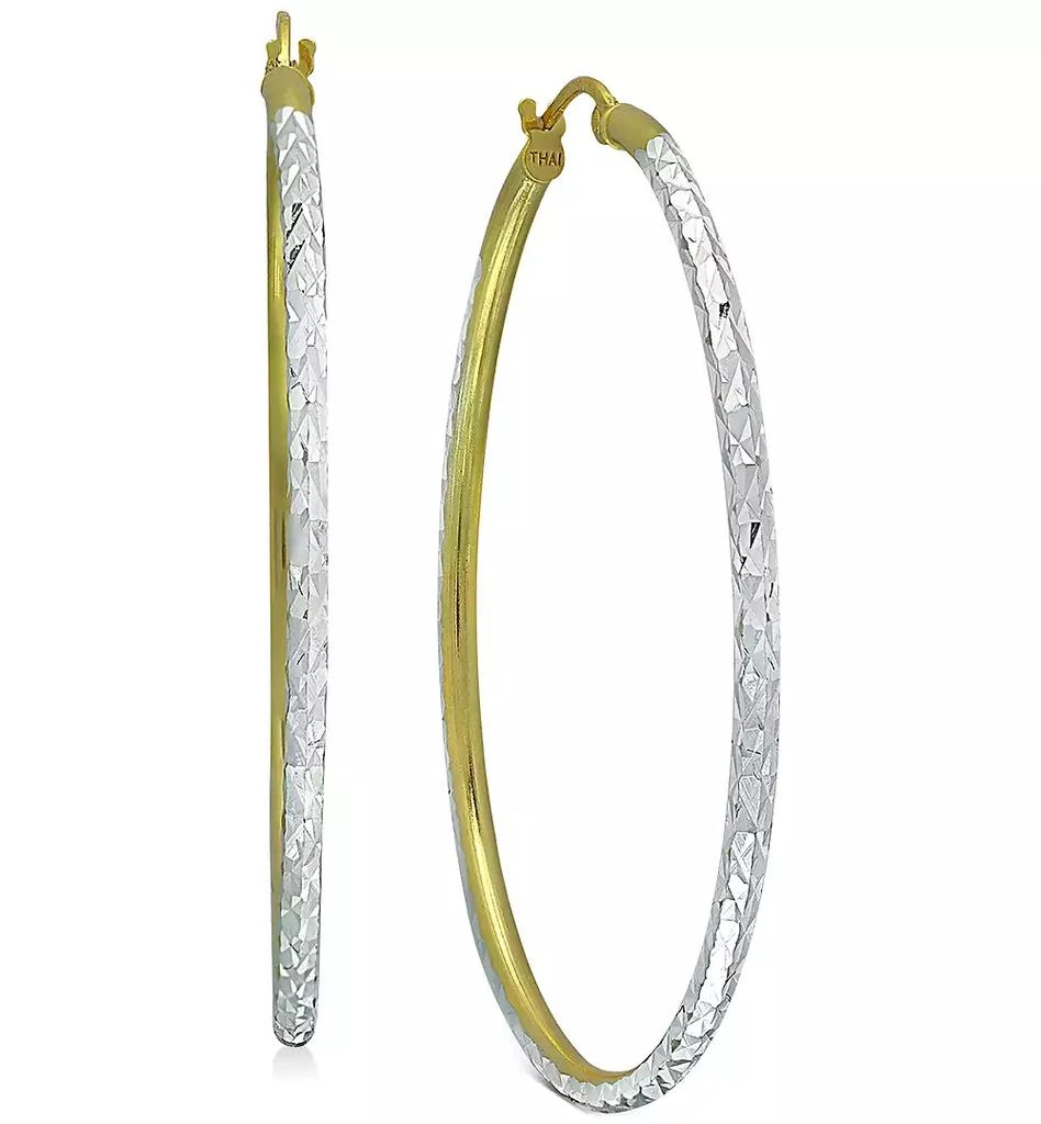 Giani Bernini Medium Two-Tone Textured Hoop Earrings in Sterling Silver 
18k Gold-Plate, 1.37", Created for Macy
s