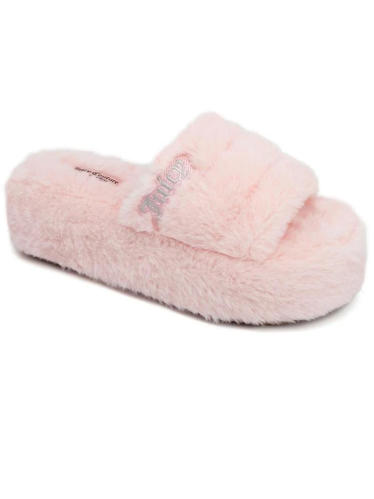 Juicy Couture JC WORLD Womens Faux Fur Slip On Slide Slippers 1