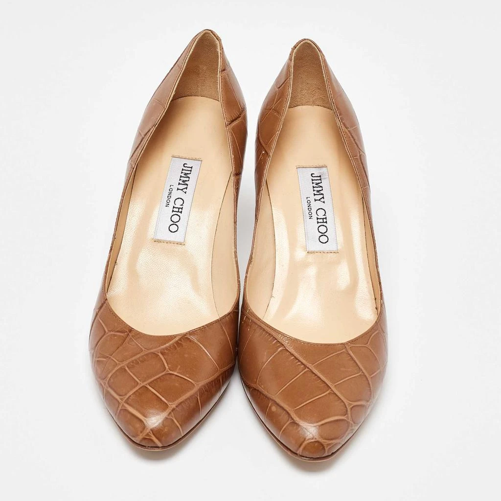 Jimmy Choo Jimmy Choo Brown Croc Embossed Leather Pumps Size 38.5 3