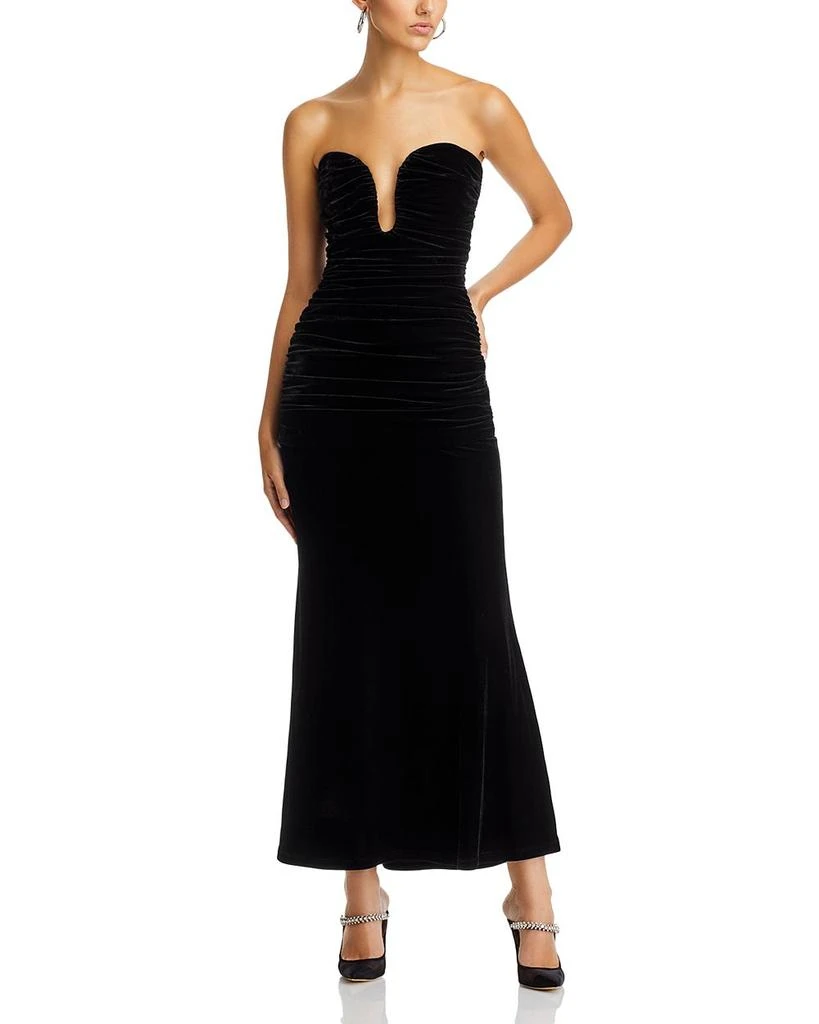 Bardot Elvira Velvet Plunging Neck Dress 1