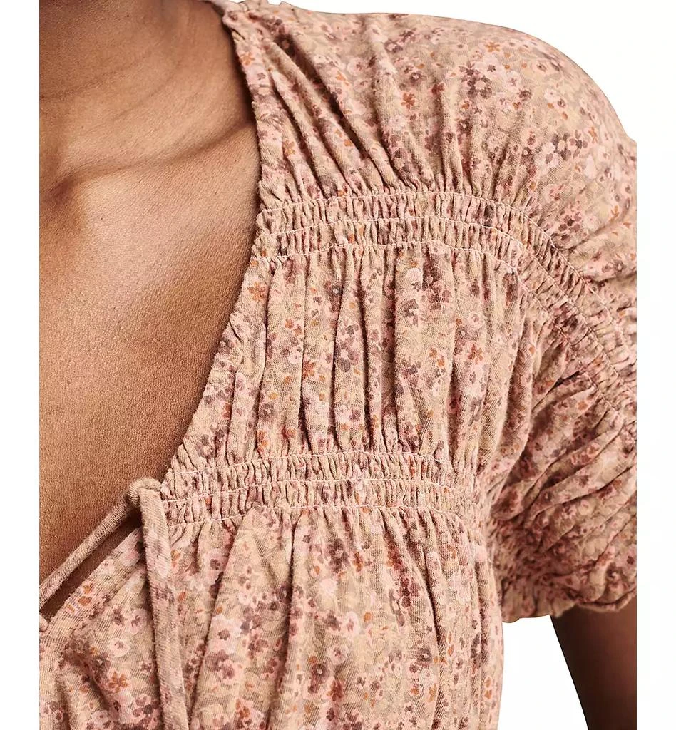 Lucky Brand Women's Printed Cotton Smocked Peplum Top 4