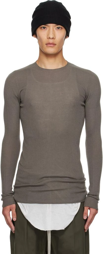 Rick Owens Gray Concordians Ribbed Round Neck Sweater 1