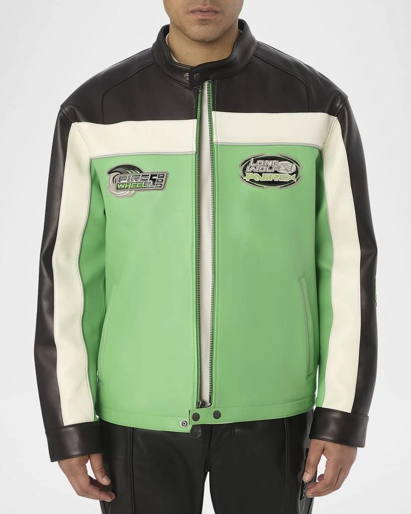AVIREX Men's Lone Wolf Leather Racer Jacket 4