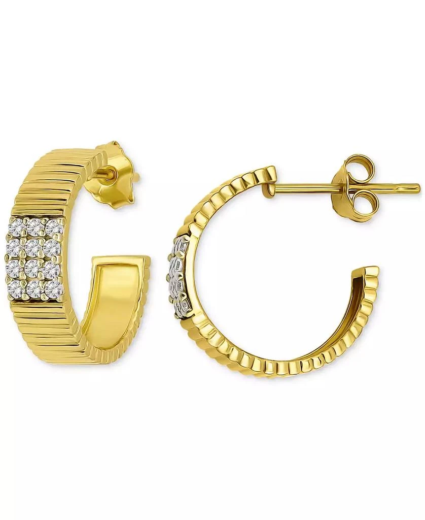 Giani Bernini Pavé Ribbed Small C-Hoop Earrings in Sterling Silver, 0.62" (also in 18k Gold-Plated Sterling Silver), Exclusively at Macy
s 3