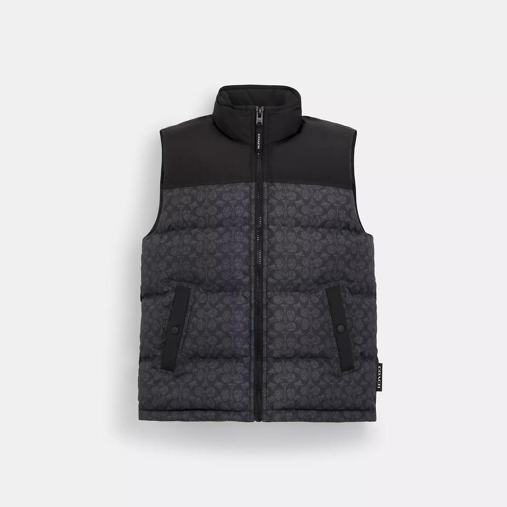 Coach Signature Down Vest In Recycled Polyester