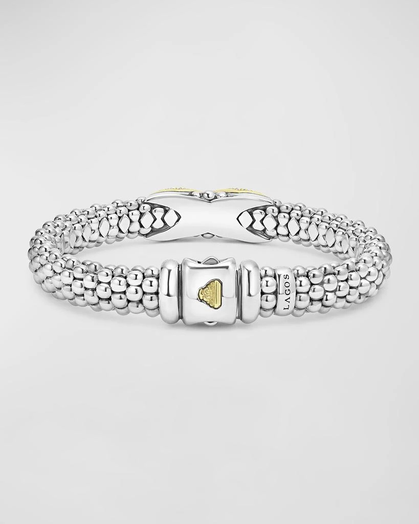 LAGOS Sterling Silver and 18K Embrace Diamond Pave Rope Bracelet 6