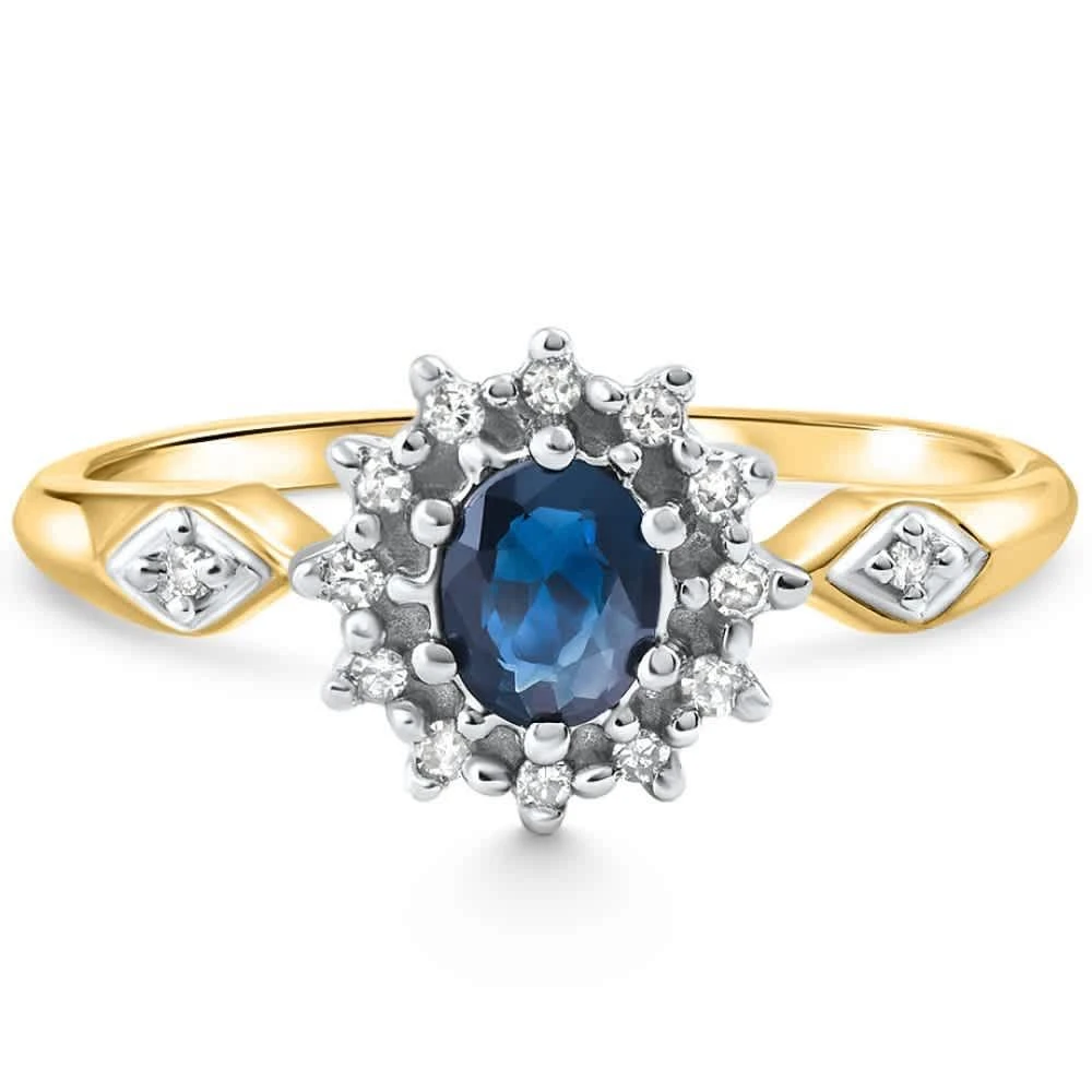 Pompeii3 Women
s Sapphire and Diamond Floral Designed Ring in Solid Gold