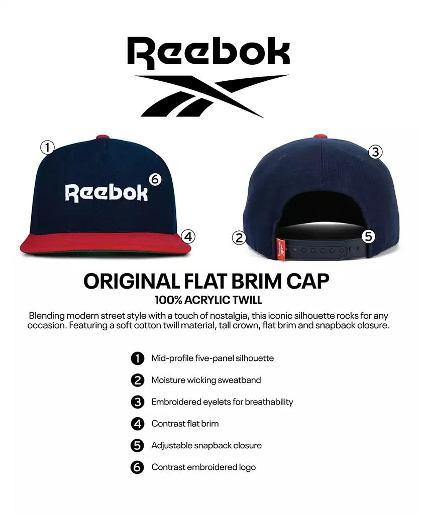 Reebok Men's Logo Embroidered Flat-Brim Snapback Hat 11