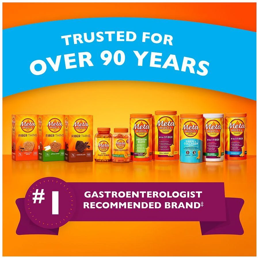 Metamucil 4-in-1 Psyllium Fiber Supplement, Real Sugar Orange 2